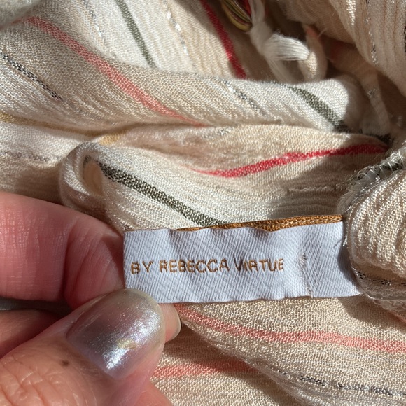 BECCA by REBECCA Coastal Shorts Romper Swim Coverup Striped Shimmery Back Ties - Picture 14 of 16